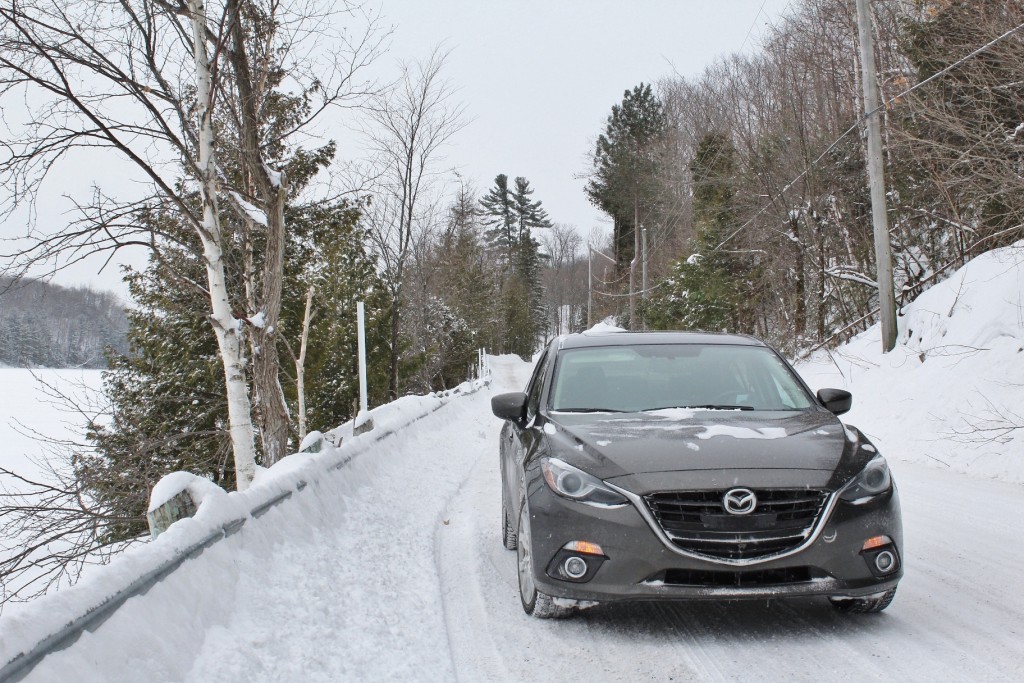The 2015 Mazda3 GT surprised with its affection for snow.