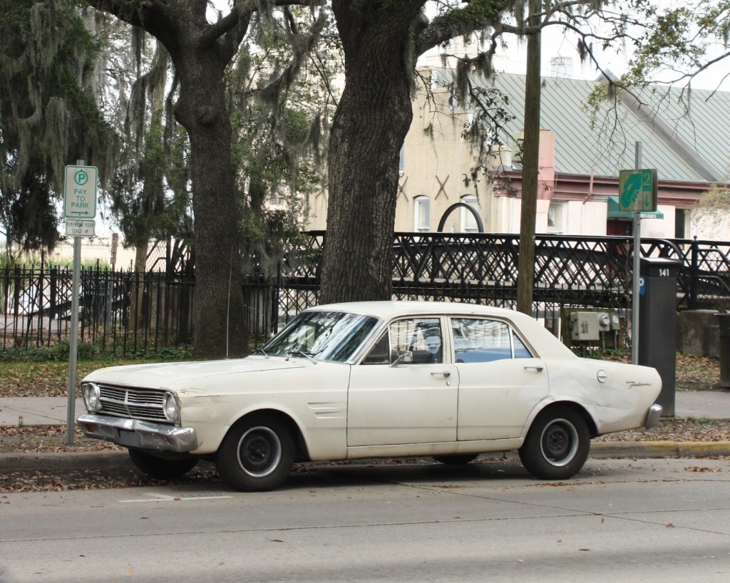 1967 Ford Falcon, spotted in Savannah, Georgia. 1960s beaters are nonexistent in Canada, but live on in the Deep South.